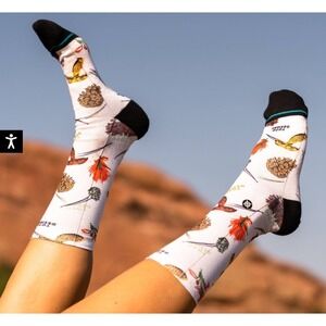 Stance X Topo Designs crew socks size medium poly blend white mid cushion new